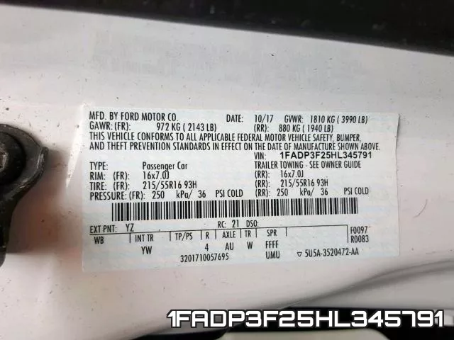1FADP3F25HL345791 фото 2