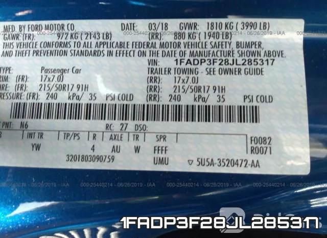 1FADP3F28JL285317 фото 10