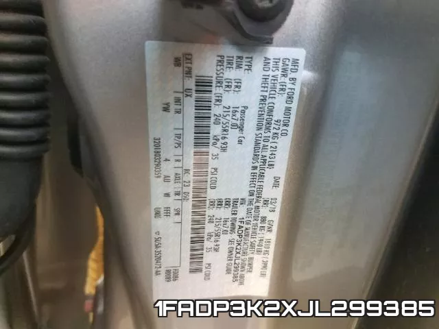 1FADP3K2XJL299385 фото 2