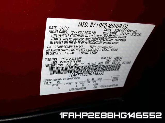 1FAHP2E88HG146552 фото 2