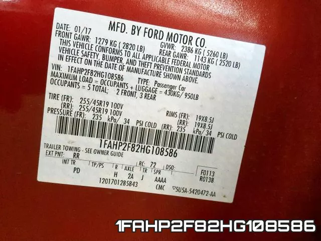 1FAHP2F82HG108586 фото 2
