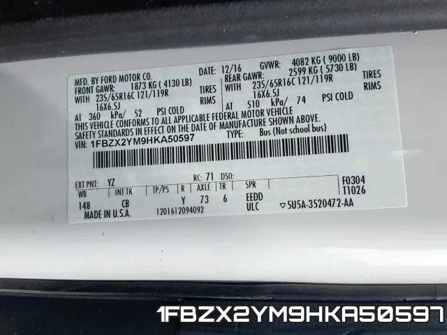 1FBZX2YM9HKA50597 фото 2