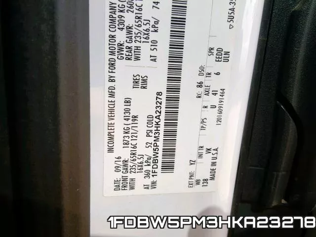 1FDBW5PM3HKA23278 фото 2