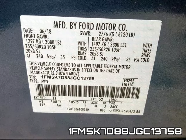 1FM5K7D88JGC13758 фото 2