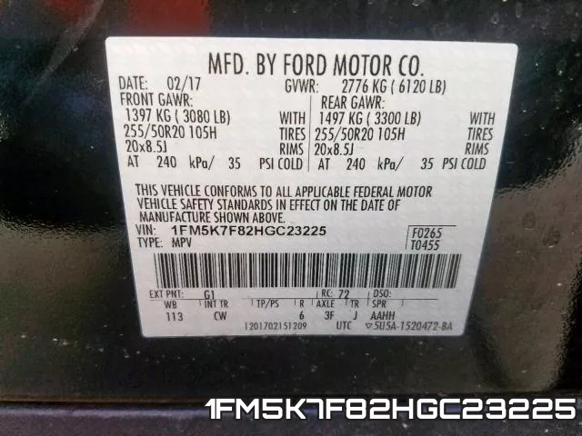 1FM5K7F82HGC23225 фото 2