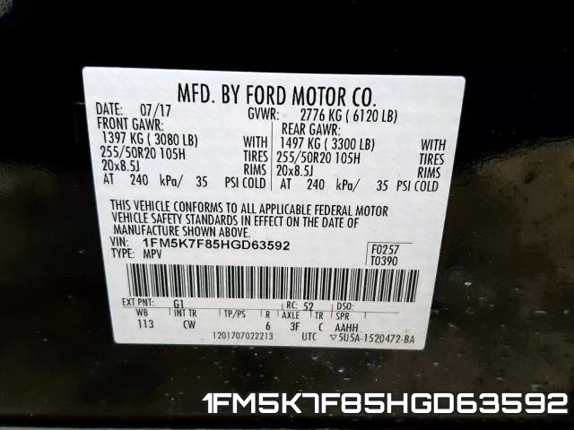 1FM5K7F85HGD63592 фото 2