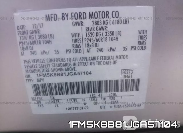 1FM5K8B81JGA57104 фото 10
