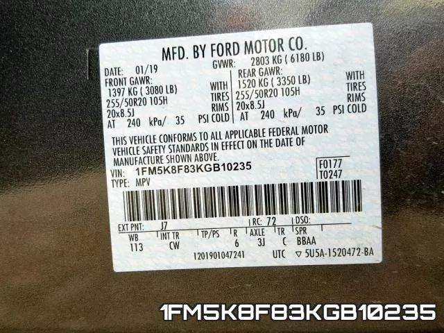 1FM5K8F83KGB10235 фото 2