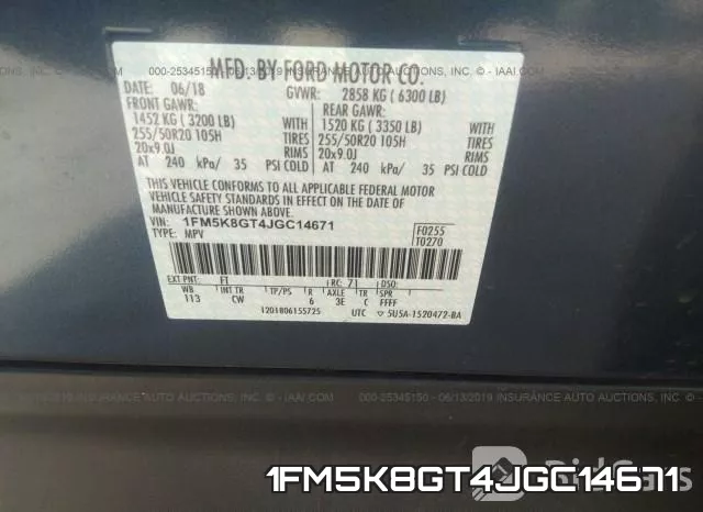 1FM5K8GT4JGC14671 фото 10