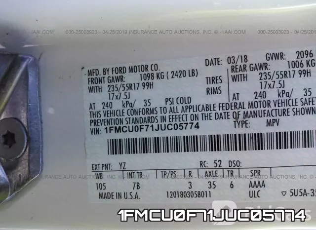 1FMCU0F71JUC05774 фото 10