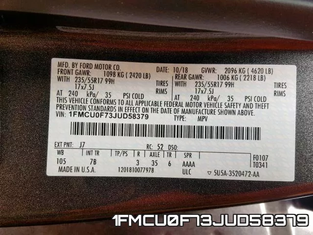 1FMCU0F73JUD58379 фото 2