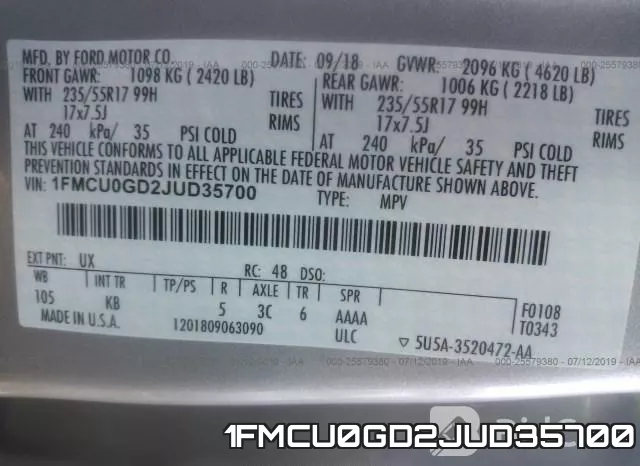 1FMCU0GD2JUD35700 фото 10