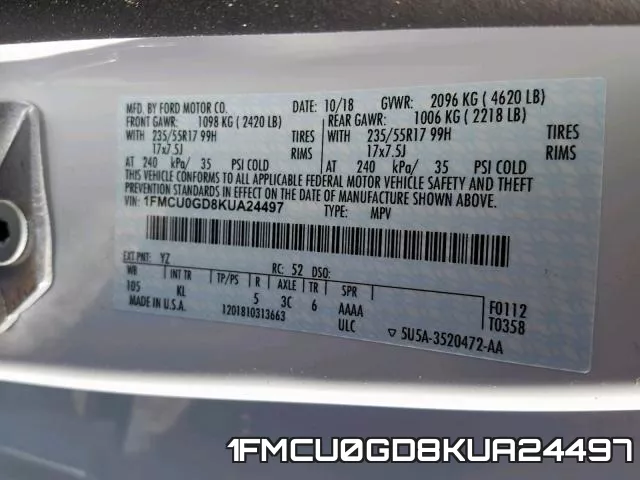 1FMCU0GD8KUA24497 фото 2