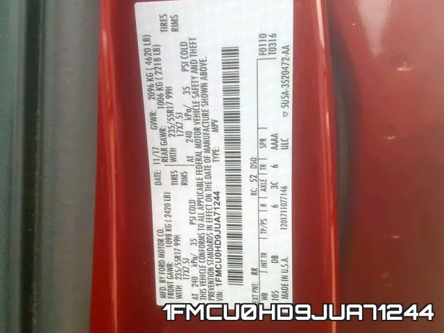 1FMCU0HD9JUA71244 фото 2