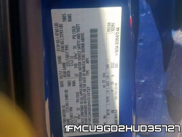 1FMCU9GD2HUD35727 фото 2