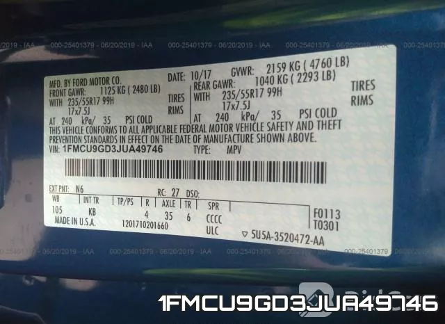 1FMCU9GD3JUA49746 фото 10
