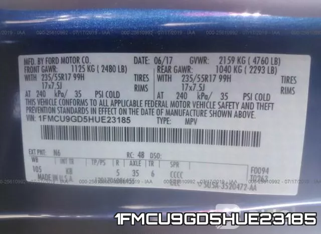 1FMCU9GD5HUE23185 фото 10