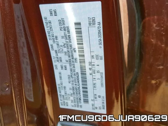 1FMCU9GD6JUA90629 фото 2