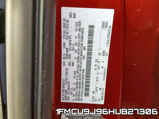1FMCU9J96HUB27306 фото 2