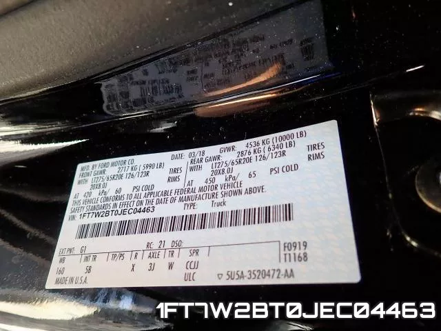 1FT7W2BT0JEC04463 фото 2