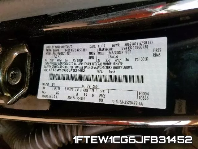 1FTEW1CG6JFB31452 фото 2