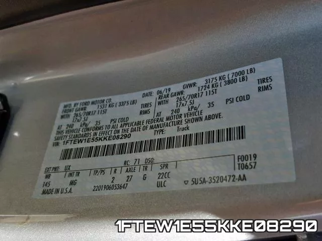 1FTEW1E55KKE08290 фото 2