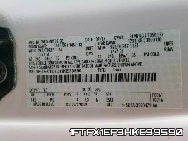 1FTFX1EF3HKE39590 фото 2