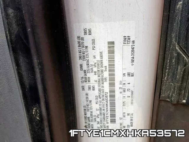 1FTYE1CMXHKA53572 фото 2