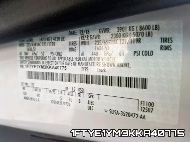 1FTYE1YM3KKA40775 фото 2
