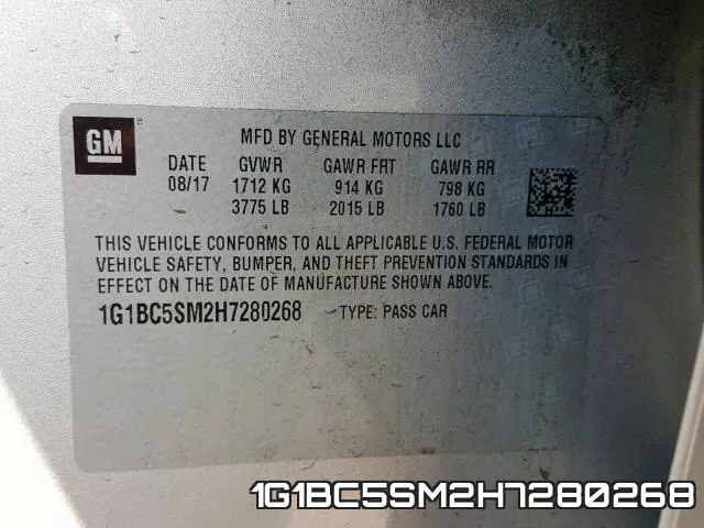 1G1BC5SM2H7280268 фото 2