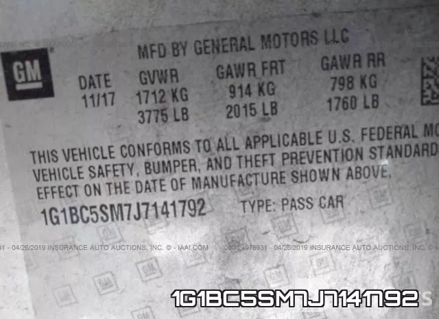 1G1BC5SM7J7141792 фото 10