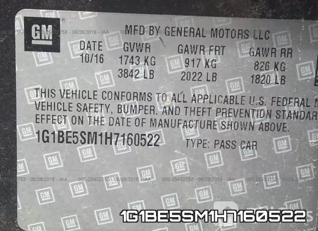 1G1BE5SM1H7160522 фото 10