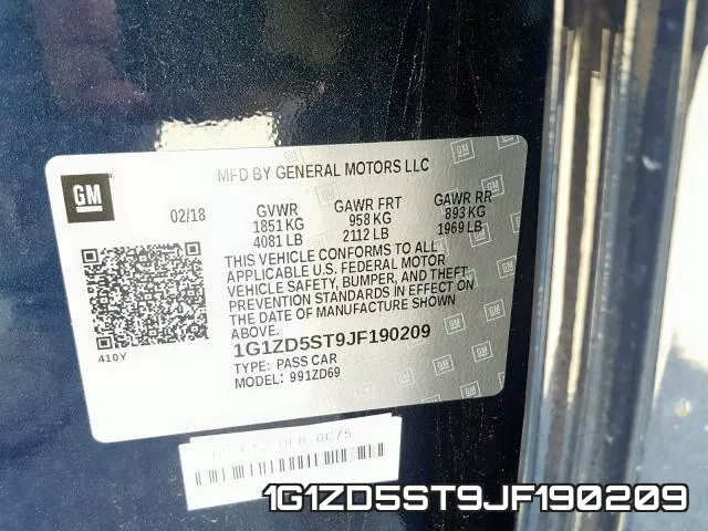 1G1ZD5ST9JF190209 фото 2