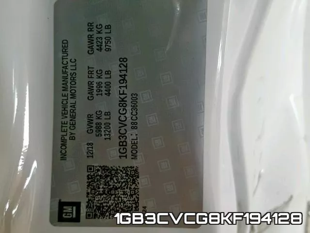 1GB3CVCG8KF194128 фото 2