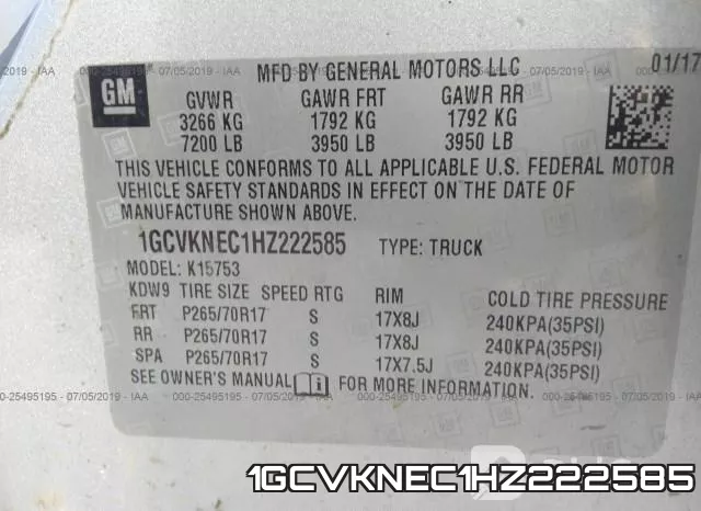 1GCVKNEC1HZ222585 фото 10