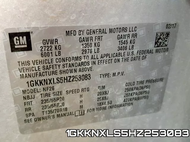 1GKKNXLS5HZ253083 фото 2