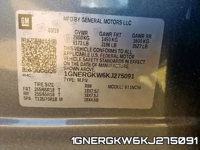 1GNERGKW6KJ275091 фото 2