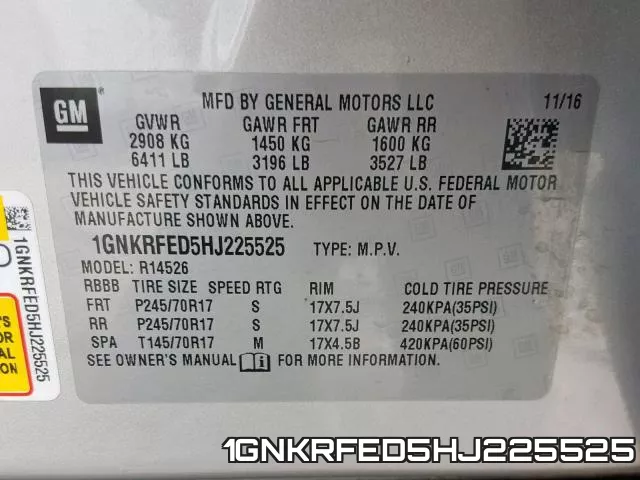 1GNKRFED5HJ225525 фото 2