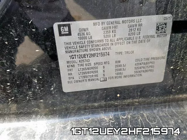 1GT12UEY2HF215974 фото 2