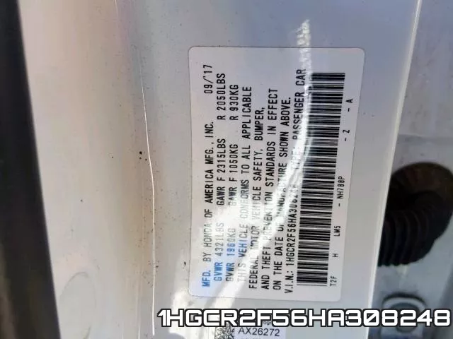 1HGCR2F56HA308248 фото 2