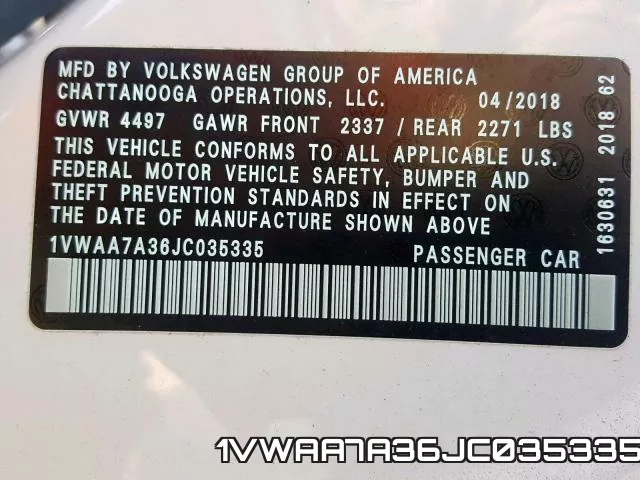 1VWAA7A36JC035335 фото 2