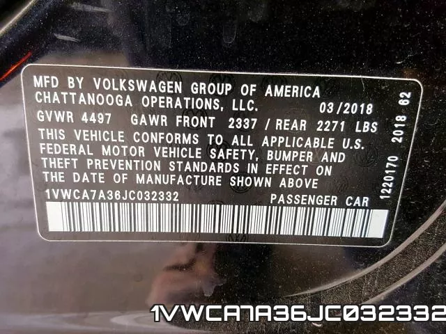 1VWCA7A36JC032332 фото 2