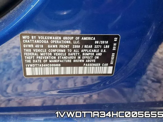 1VWDT7A34HC005655 фото 2