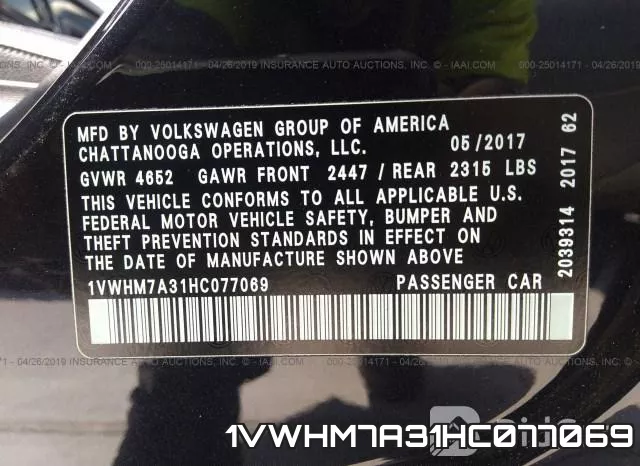 1VWHM7A31HC077069 фото 10