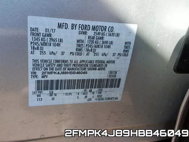 2FMPK4J89HBB46049 фото 2