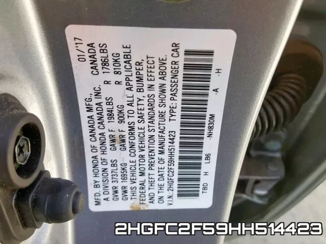 2HGFC2F59HH514423 фото 2
