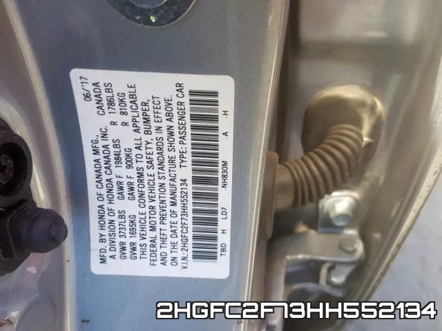 2HGFC2F73HH552134 фото 2