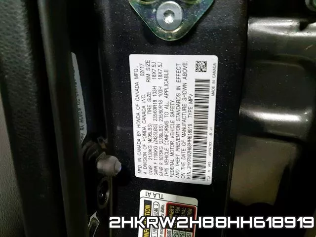 2HKRW2H88HH618919 фото 2