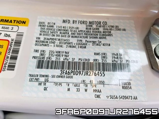 3FA6P0D97JR276455 фото 2
