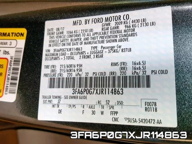 3FA6P0G7XJR114863 фото 2
